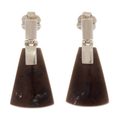 Mahogany Obsidian Dangle Earrings from Peru