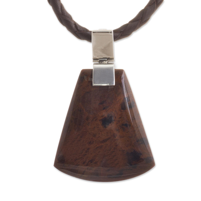 Mahogany Obsidian Pendant Necklace from Peru