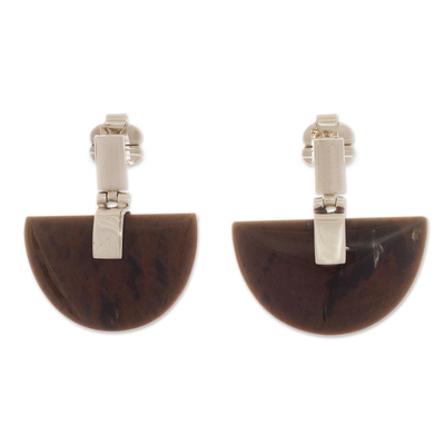 Mahogany Obsidian Dangle Earrings from Peru
