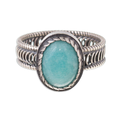 Oval Amazonite Cocktail Ring from Peru