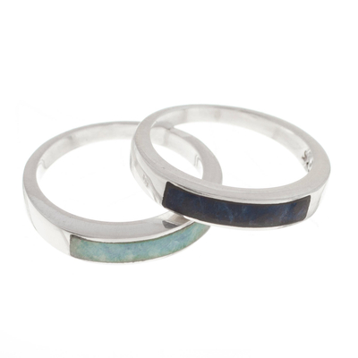 Sodalite and Amazonite Band Rings from Peru (Pair)