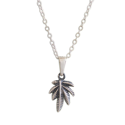 Andean Leaf Nature Theme Sterling Silver Pendant Necklace
