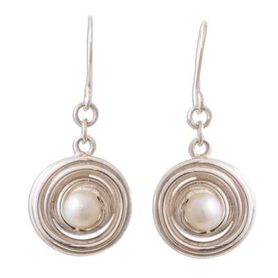 Andean Sterling Silver Dangle Earrings with Cultured Pearl