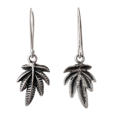 Andean Leaf Nature Theme Sterling Silver Dangle Earrings