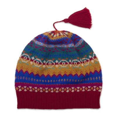 Colorful Patterned Alpaca Knit Hat