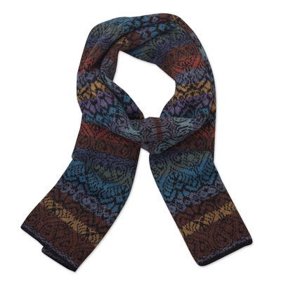 Muted Multicolor Alpaca Knit Scarf from Peru