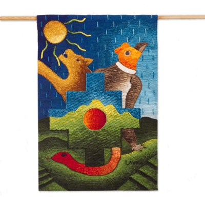 Hand Loomed Alpaca Tapestry with Inca Theme