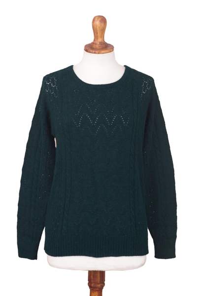 Forest Spruce Teal Baby Alpaca Pullover Sweater