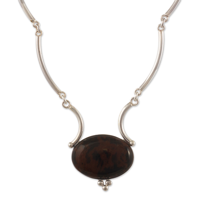 Handmade Mahogany Obsidian Pendant Necklace