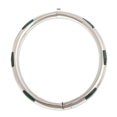 Polished Sterling Silver Bangle with Chrysocolla