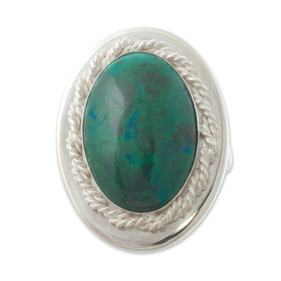 Natural Chrysocolla and Sterling Silver Ring