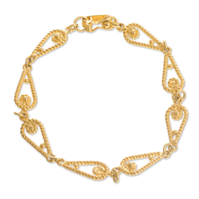 Gold-Plated Sterling Silver Filigree Link Bracelet