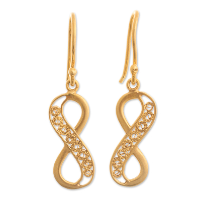 Peruvian Gold-Plated Filigree Infinity Symbol Earrings
