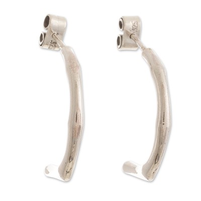 Sterling Silver Half Hoop Post Earrings from Peru