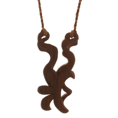 Hand Carved Wood Pendant Necklace