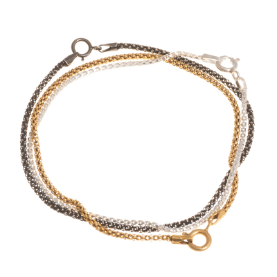 Gold and Sterling Silver Chain Bracelets (Set of 3)