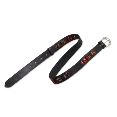 Leather Belt with Andean Wool Accents