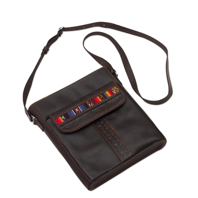 Andean Style Leather Shoulder Bag