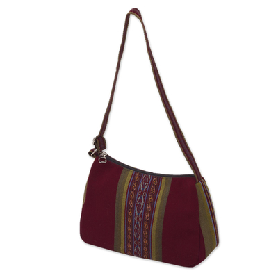 Backstrap Handwoven Red and Olive Alpaca Shoulder Bag