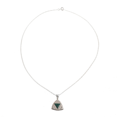Peruvian Chrysocolla Triangle Pendant Necklace