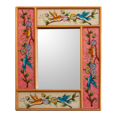 Handcrafted Reverse-Painted Glass Mirror