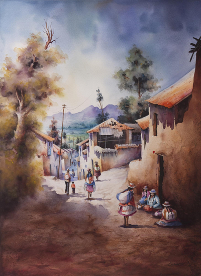 Signed Original Watercolor Painting of Anta in Cusco