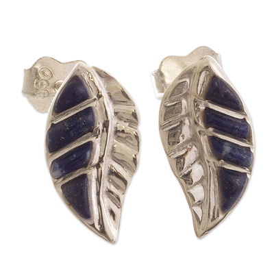 Peruvian Lapis Lazuli and Silver Button Earrings