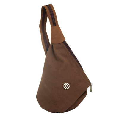 Cotton and Leather Convertible Shoulder Bag