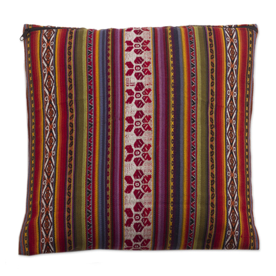 Alpaca Blend Hand-woven Multicolor Geometric Cushion Cover