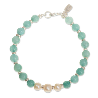 Natural Amazonite Hand Crafted Beaded Bracelet from Peru