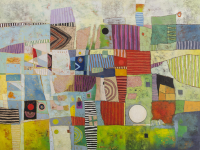 Colorful Abstract Mixed Media Collage from Peru