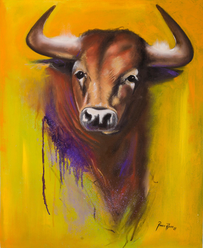Signed Original Bull Painting