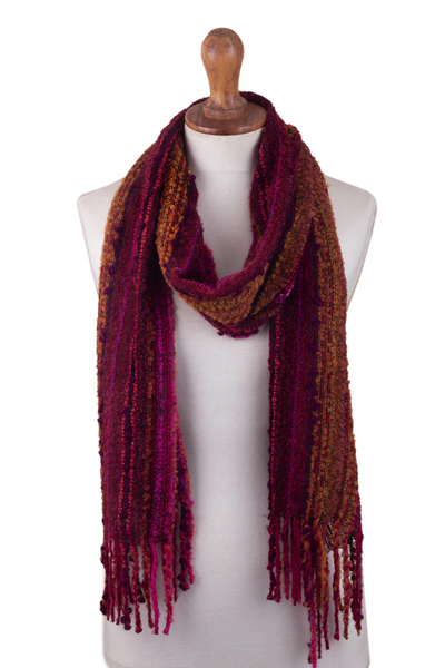 Vibrant Colored Andean Baby Alpaca Blend Scarf from Peru