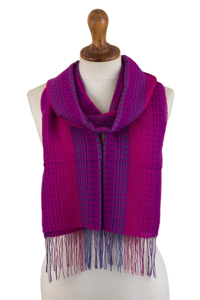 Handwoven Baby Alpaca and Pima Cotton Blend Scarf from Peru