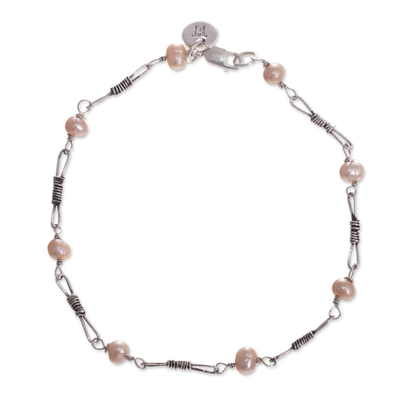 Pink Cultured Freshwater Pearl Link Bracelet from Peru