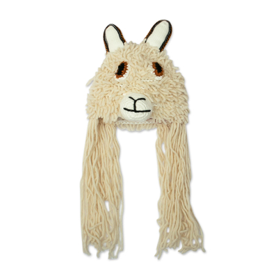 Furry Alpaca Beanie Hat from Peru
