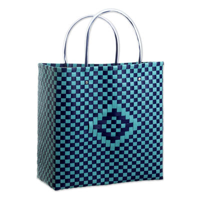 Blue Recycled Woven SHopping bag