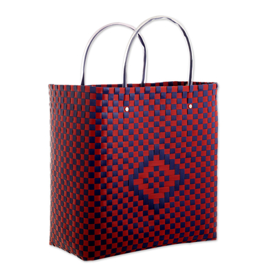 Red and Blue Recycled Tote