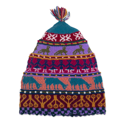 Multicolored Hand Knit Wool Hat
