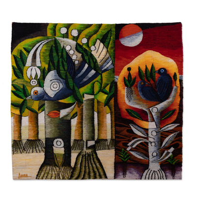 Large Wool Nature-Themed Tapestry