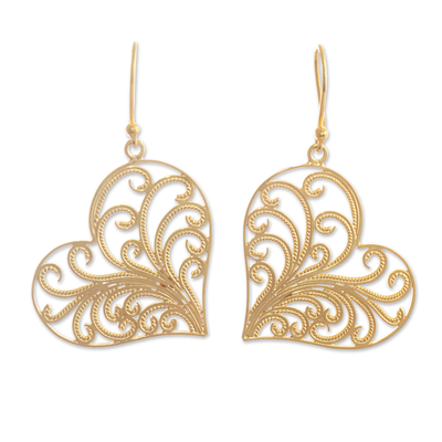 Heart-Shaped Gold-Plated Earrings