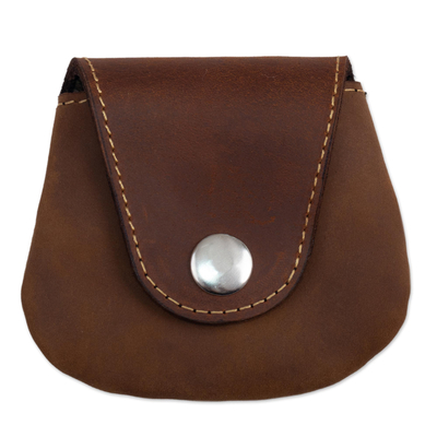 Unisex Brown Leather Coin Purse