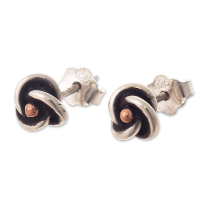 Copper and Sterling Stud Earrings