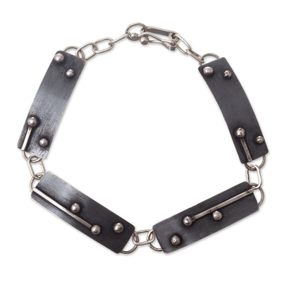 Oxidized Silver Link Bracelet