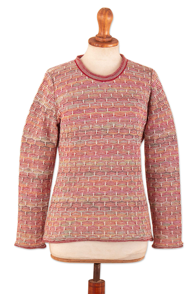 Geometric-Patterned Colorful Soft Alpaca Pullover Sweater