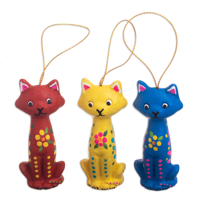 Hand Painted Cat Ornaments (Set of 3)