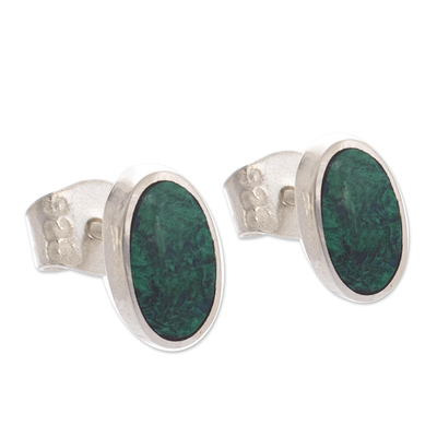 Artisan Crafted Oval Chrysocolla Earrings