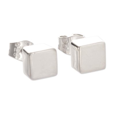 Handcrafted Sterling Cube Earrings