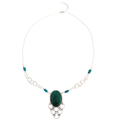 Handcrafted Chrysocolla and Sterling Silver Necklace