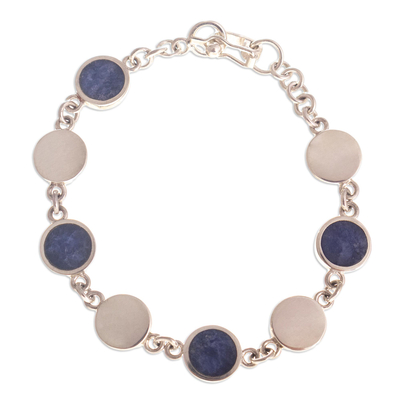 Blue Sodalite and Sterling Silver Bracelet From Peru